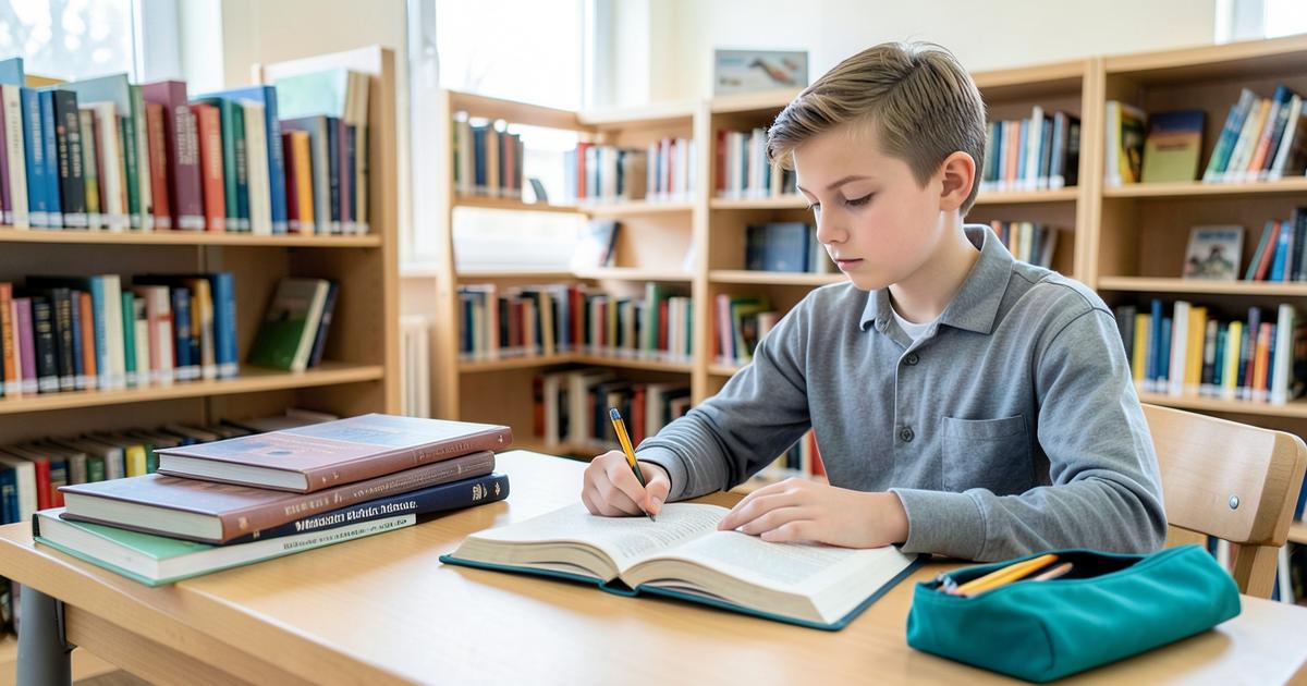 Uczniowie między regałami biblioteki – lektury szkolne dla klasy 7